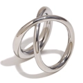 Polished silver stainless steel multi-layer snake head ring with overlapping design - US 6