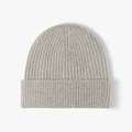 Gorro de punto acanalado gris jaspeado para hombre con forro polar cálido de invierno - Talla Única (54-61cm) / Caqui