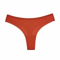 Tanga de algodón rojo ladrillo para mujer con corte de pierna alto y diseño sin costuras - S / Naranja