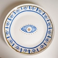 Blue and gold ceramic dessert plate featuring hand-painted evil eye patterns - Evil Eye 10-inch Plate
