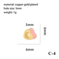 Pink enamel heart-shaped copper gold-plated bead with 3mm hole for DIY jewelry making - Pink Heart (C-4)