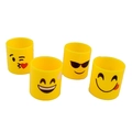 Quattro mini molle gialle con varie faccine emoji inclusi occhiali da sole e sorrisi - 4 Stili Emoji Gialli