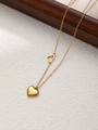 Dettaglio del ciondolo a cuore dorato lucido con ciondoli traforati su catena sottile - Oro-Decorazione Cuore Cavo (ZHN18-Gold)