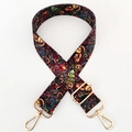 Detail of adjustable colorful patterned fabric bag strap with golden metal lobster clasps - Colorful Abstract Graffiti / Gold Buckle