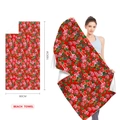 Microfiber beach towel with red floral peony pattern and 160x80cm dimensions - Red Peony Dragon Pattern (Single-Sided Print) / 160x80cm