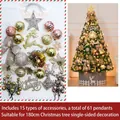 61pcs gold and rose gold Christmas tree decoration set with reindeer and ornaments - 1.8m Accessory Kit / Snowflake Deer Gold Champagne