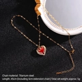 Golden heart necklace with red crystal pendant and sparkling rhinestones on titanium steel chain - Gold Red Heart