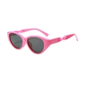 Pink cat eye sunglasses with grey lenses and stylish twisted spiral textured temples - Pink Frame Grey Lens