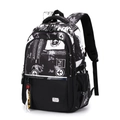 35L black and white graphic backpack with functional pockets for students and travel - White Airplane