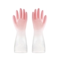 Pink gradient household cleaning gloves with anti-slip texture on white background - S / Morandi Two-color (Pink)