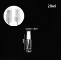 20ml transparent PET spray bottle dimensions showing dual white pump options and measurements - 20ml Clear Bottle (Mist Pump)