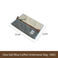 Blue and beige mesh travel organizer bag with handle and dimensions 31x22cm - Sea Salt Blue & Coffee Underwear Bag