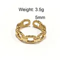 Minimalist gold stainless steel chain ring with open band, 5mm width and 3.5g weight - US 6 / Open Chain Ring / Gold