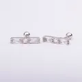 Silver bar earring with cubic zirconia and screw ball back in stainless steel - White Gold 7# Bar Geometric / 0.8mm Thickness, 6mm Length