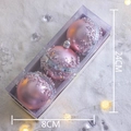 Set of 3 pink Christmas ornaments with sequins and mirror accents in a clear gift box - Christmas Ball - Shiny Bright Red