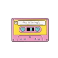 Retro pink and yellow 90s cassette tape enamel pin with heart details and metal finish - Pink Best of 90s Style (xz2270)