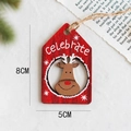 Christmas wooden house ornament with reindeer design and white celebrate text - Red House Reindeer (Style F)