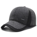 Berretto da baseball invernale da uomo grigio scuro con paraorecchie e logo SPORT - Regolabile / grigio scuro