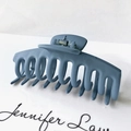 Matte blue large hair claw clip with bifurcated design and strong metal spring - 11cm / Matte Grey Blue