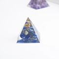 Lapis lazuli orgone pyramid with gold leaf for home and office tabletop decoration - Lapis Lazuli