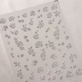 Macro detail of 3D silver embossed rose nail stickers with metallic relief texture - Silver Embossed Rose (TK-018F)