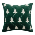 Deep green plush Christmas pillow with cream embroidered pine tree pattern decorations - White Tree on Green / 30*50cm Without Core