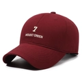 Classic wine red washed baseball cap with white 7 Mount Green 3D embroidery detail - Red