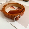 Chic brown leather waist belt featuring silver buckle and stylish contrast stitching - 69# Waist Chain - Light Coffee