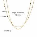 Double-layered 18k gold plated geometric square bead necklace, 42+5cm length - Gold (TN3107-G)