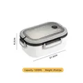 Boîte bento 1200ml blanche avec couvercle gris et boucle hermétique pour micro-ondes - 1200ml / Blanc / Gris