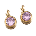 Runder lila Zirkonia-Anhänger in Gold für DIY-Schmuckherstellung aus Edelstahl - 10er Pack / Goldbasis Rosa