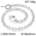 Silver punk jeans chain with dragon head clasp, 600mm stainless steel biker waist chain - Style D - Dragon Head (KK111-Z)
