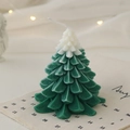 Christmas tree scented candle in green and white gradient with layered leaf texture - 8.5 Cm High 10 Cm / Unscented Snow-capped Green