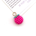 Ciondolo a lampone rosa in resina con foglie verdi e anello dorato per gioielli DIY - Ciondolo Lampone Rosa Rosso