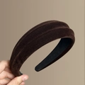 Dicker schokobrauner Samt-Haarreif mit rutschfestem Futter für elegantes Haarstyling - Verdickter Samt (18#) / Braun