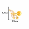 Golden flower cartilage stud earring with three marquise zircon stones and screw back - Leaf Shape Style (2604-8#) / Gold