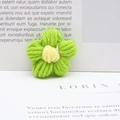 Handmade crochet milk cotton flower in light green and yellow for DIY accessories - Green
