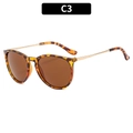 Klassische runde Sonnenbrille mit Schildpatt-Rahmen und schmalen Goldmetallbügeln C3 - C3-Schildpatt Rahmen Tee-Farben Gläser