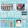 12-color rainbow and 15-color face paint kit with 18 brushes and stencils set - 2024 New 12 Grid 65 Colors Dreamy Flower Fairy [High-Level Set]
