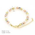 Detailed view of 6mm mixed metal and pearl bracelet with 14.1g weight and length specs - 6mm / Tricolor Mixed (DB240910-B)