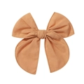 Classic 4.5-inch caramel cotton bow hair clip for girls with textured fabric finish - Caramel color