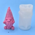 Detail view of gnome silicone mold and pink resin craft with clover hat decoration - Size L (5x9.5cm)