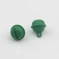 Macro detail of two green frosted round bell charms with top loops for DIY jewelry making - Round with Bells / Green