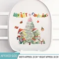 Weihnachts-WC-Sitzaufkleber mit Dinosauriern und Merry Christmas Banner (33x30cm) - Weihnachtsshow 02-Weihnachtsbaum und Dinosaurier Design