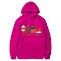 Rose red Christmas hoodie with 'TIS THE SEASON print and festive coffee graphics - Rose Red