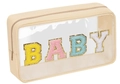 Beauty case in PVC beige impermeabile con finestra trasparente e toppe lucide BABY - Beige (BABY)