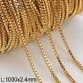 2.4mm 18k gold plated stainless steel box chain necklace DIY jewelry accessory - Gold 2.4mm Box Chain (KLJ8668-Z)