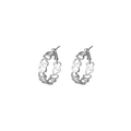 Silver hollow heart-shaped C-hoop earrings with minimalist geometric cutout design - Stitched Hollow Heart / Silver