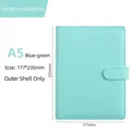 A5 macaron blue-green PU leather binder cover for cash budgeting and planning - A6 Casing / A5-blue-green (single Shell)