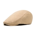 Classic beige cotton newsboy cap with soft texture and minimalist wool-like finish - Adjustable / Yellow